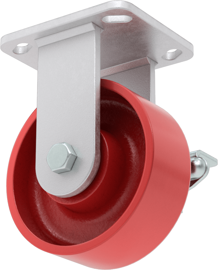 Yüksek Kapasiteli Kingston Tekerlek, 4-1/2“ x 4” Plaka, Sağ Frenli ve 5" Çapında Metal Tekerlekli Sabit