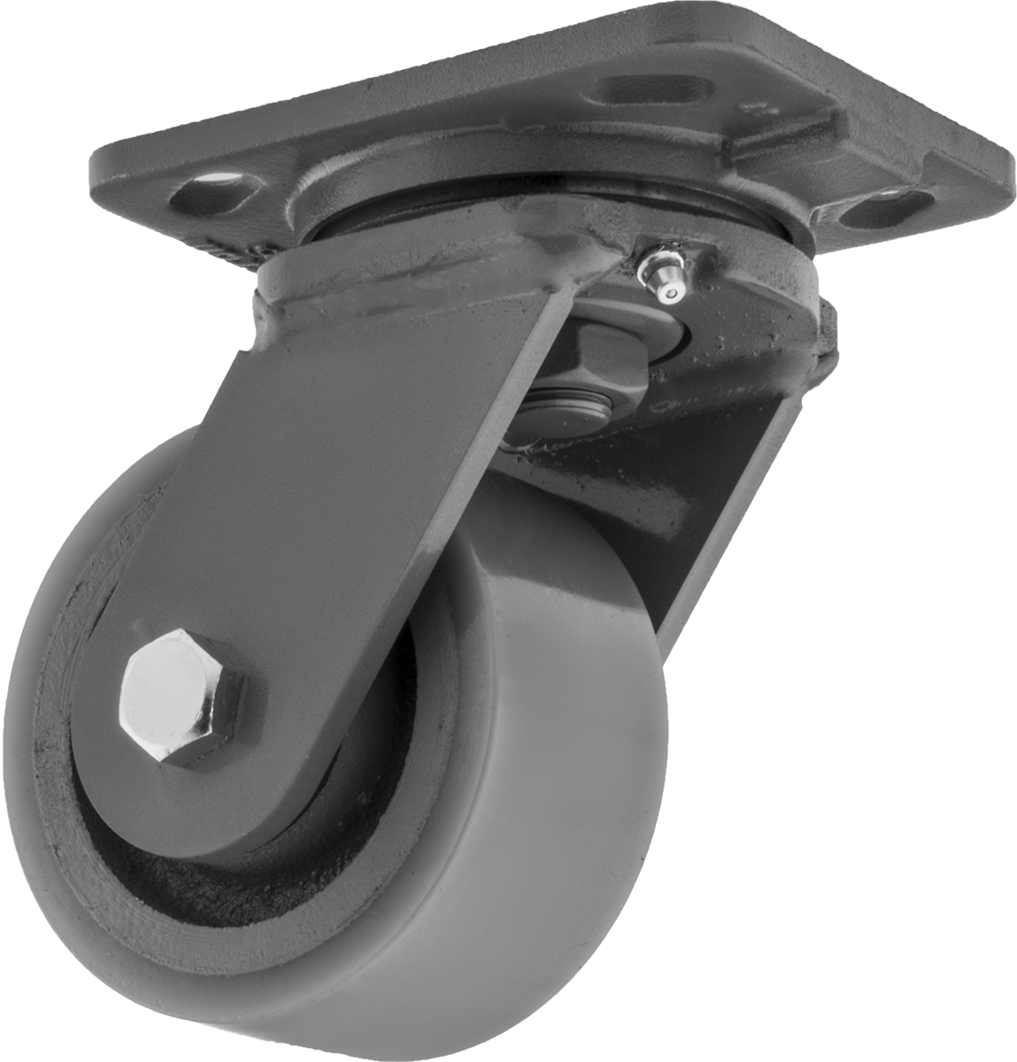 6-1/2“ x 4-1/2” Plakalı Yüksek Kapasiteli Kingston Tekerlek, 5" Çapında Mavi Poliüretan Tekerlekli Döner Tekerlek