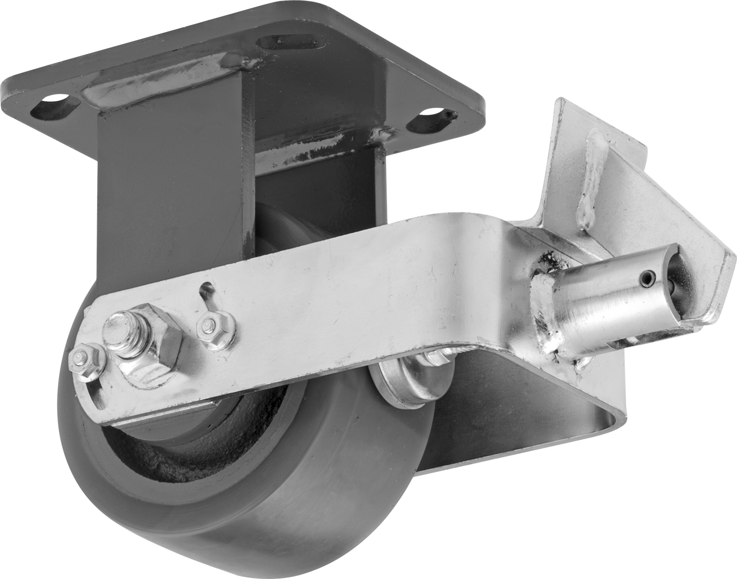 Yüksek Kapasiteli Kingston Tekerlek, 4-1/2“ x 4” Plaka, Fren ve 4" Çapında Yeşil Poliüretan Tekerlek
