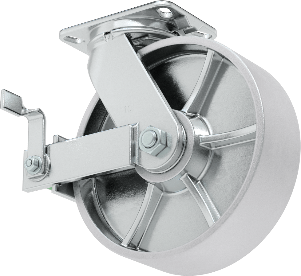 Ekstra Yüksek Kapasiteli Viking Tekerlek, Frenli ve 10" Çaplı Metal Tekerlekli Döner Tekerlek
