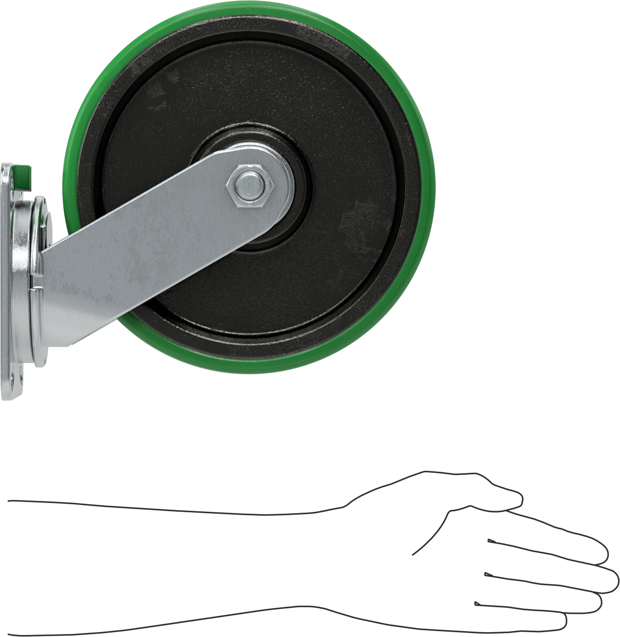 Ekstra Yüksek Kapasiteli Viking Tekerlek, 6-1/4“ x 4-1/2” Plaka, 10“ x 3” 95A Poliüretan Tekerlek ile