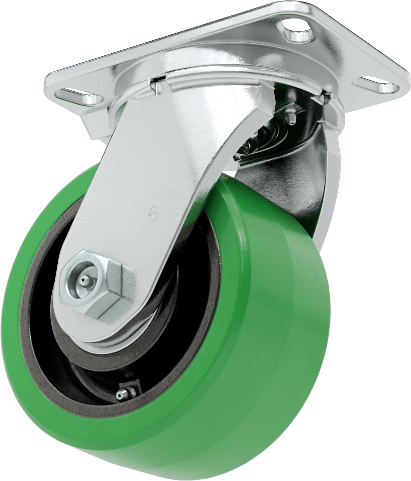 Ekstra Yüksek Kapasiteli Viking Tekerlek, 6-1/4“ x 4-1/2” Plaka, 6" Çaplı 95A Poliüretan Tekerlek