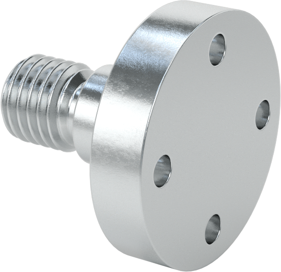 Avara Döner Mil, Flanş Montajı, Çinko Kaplamalı 1215 Karbon Çelik, 20 mm Çap