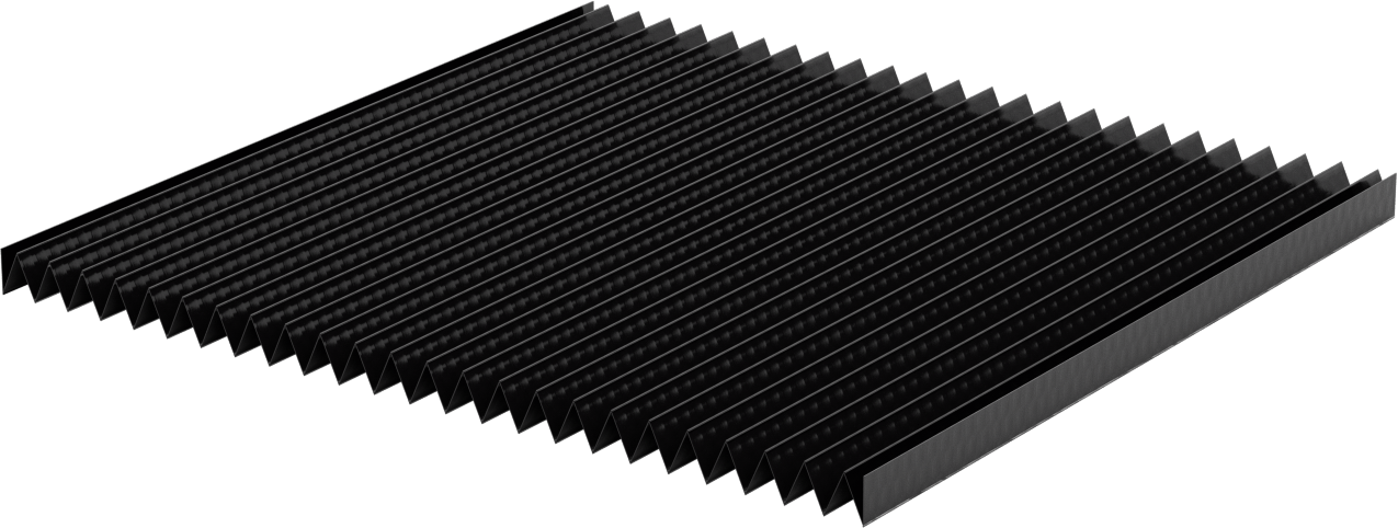 Yüksek Sıcaklık Düz Körük, 9/16“ Yükseklik x 12” Dış Genişlik, 1 Ayak Uzatma Uzunluğu