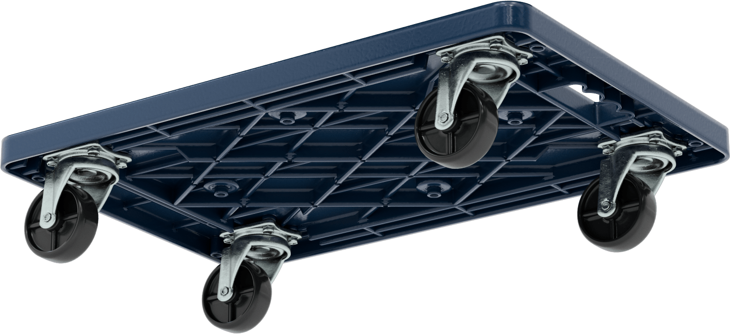 Plastik Taşıma Arabası, 220 lb. Kapasite, 24“ Uzunluk x 16” Genişlik x 4-1/2" Yükseklik Katı Platform