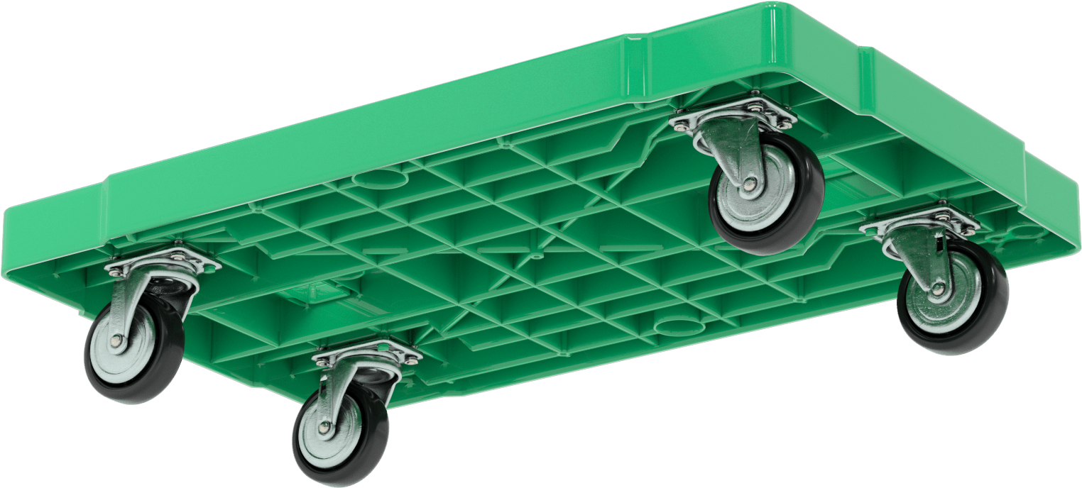 Plastik Taşıma Arabası, 500 lb. Kapasite, 33-1/2“ Uzunluk x 21” Genişlik x 6" Yükseklik Katı Platform