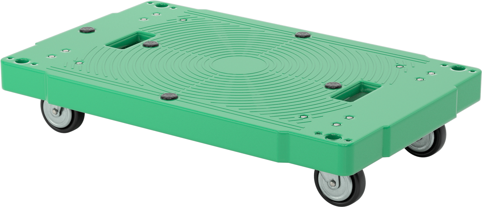 Plastik Taşıma Arabası, 500 lb. Kapasite, 33-1/2“ Uzunluk x 21” Genişlik x 6" Yükseklik Katı Platform