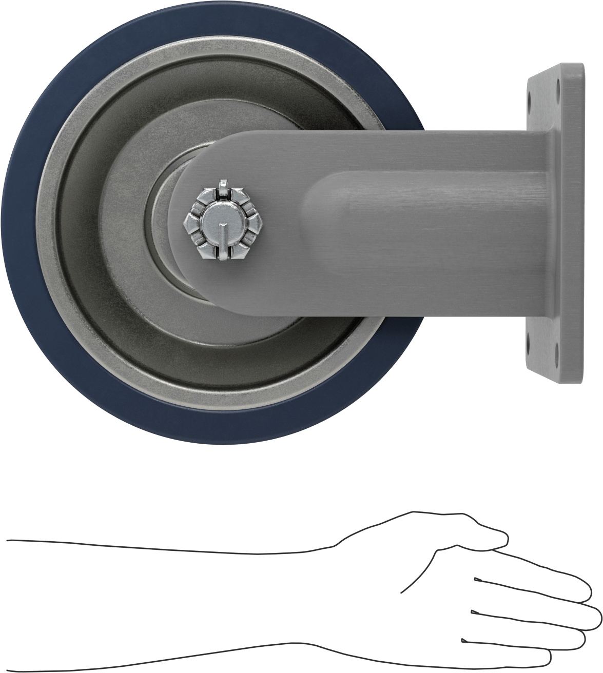 8-1/2“ x 8-1/2” Plakalı Colossus Tekerlek, Ekstra Yüksek Kapasiteli, 12" Çapında Mavi Poliüretan Tekerlekli Sert