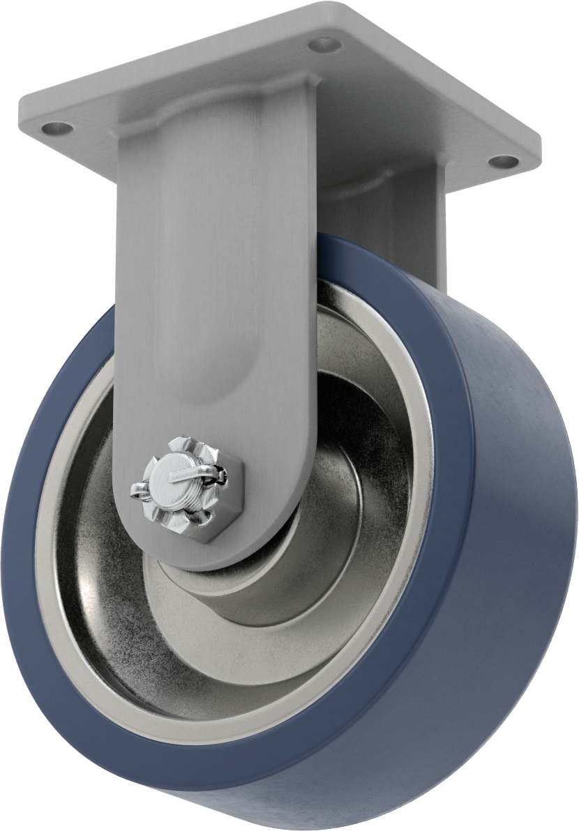 8-1/2“ x 8-1/2” Plakalı Colossus Tekerlek, Ekstra Yüksek Kapasiteli, 12" Çapında Mavi Poliüretan Tekerlekli Sert