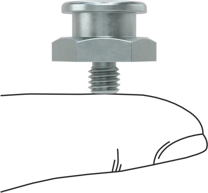 Gres Bağlantı Elemanı, Düğme Başlı, M6 x 1 mm Erkek, Çinko Kaplı Çelik, 17 mm Yükseklik