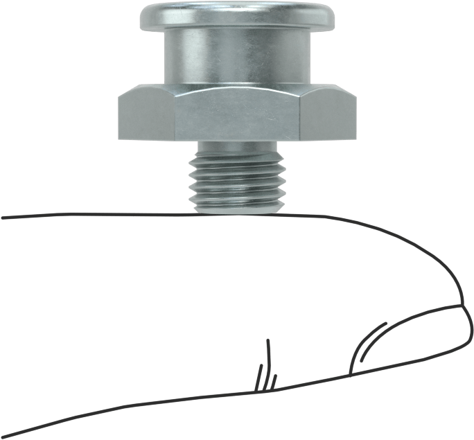Gres Bağlantı Elemanı, Düğme Başlı, M8 x 1 mm Erkek, Çinko Kaplı Çelik, 17 mm Yükseklik