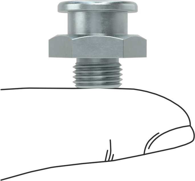 Gres Bağlantı Elemanı, Düğme Başlı, M10x1mm Erkek, Çinko Kaplı Çelik, 17 mm Yükseklik