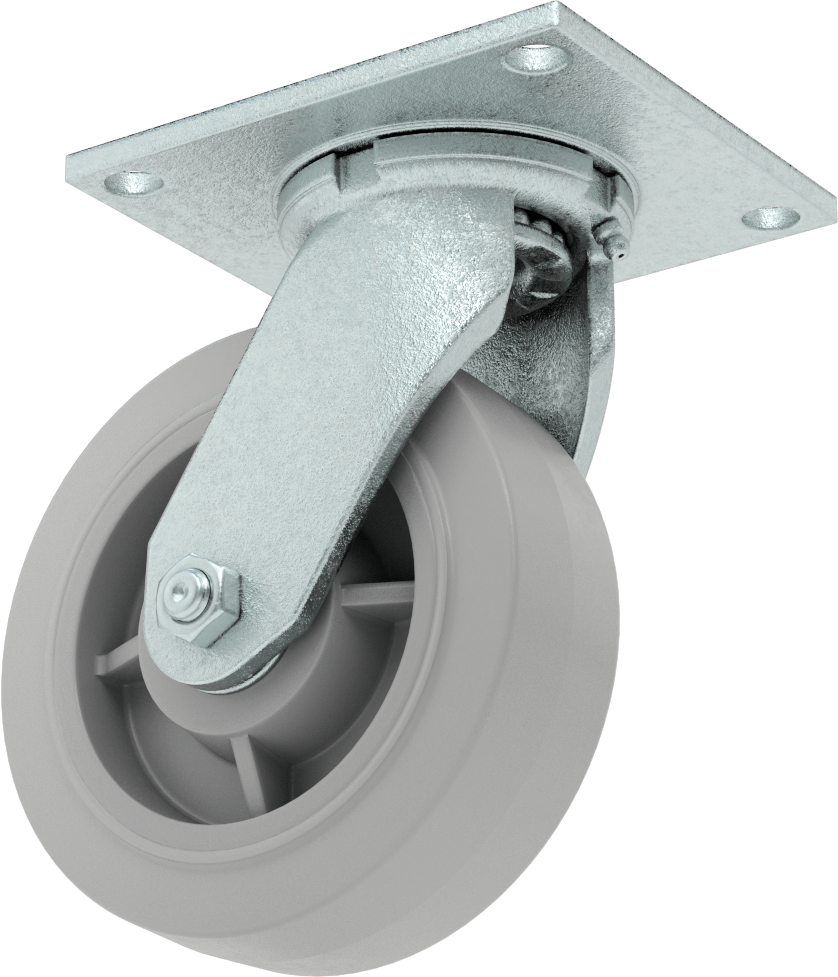 5-1/2“ x 5” Montaj Plakalı Tekerlek, Samson, 6 inç Çapında Gri Kauçuk Tekerlekli Döner Tekerlek
