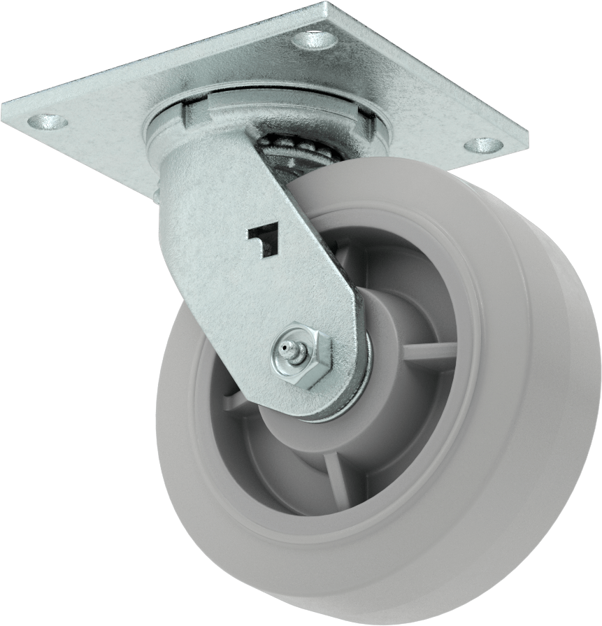 5-1/2“ x 5” Montaj Plakalı Tekerlek, Samson, 6 inç Çapında Gri Kauçuk Tekerlekli Döner Tekerlek