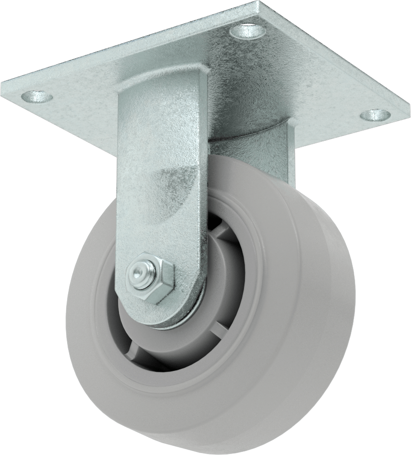 5-1/2“ x 5” Montaj Plakalı Tekerlek, Samson, 5 inç Çapında Gri Kauçuk Tekerlekli Sert