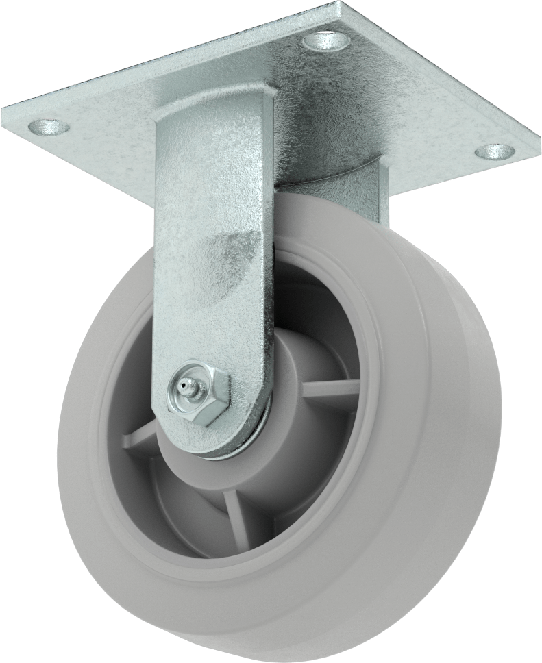 5-1/2“ x 5” Montaj Plakalı Tekerlek, Samson, 6 inç Çapında Gri Kauçuk Tekerlekli Sert