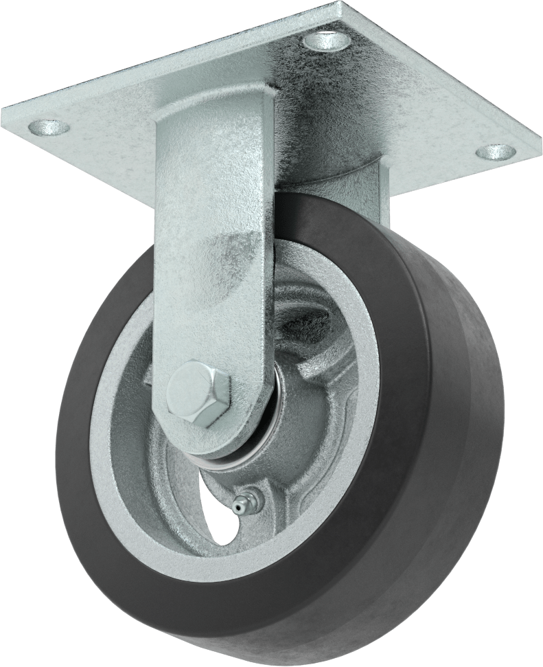5-1/2“ x 5” Montaj Plakalı Tekerlek, Samson, 6" Çaplı Siyah Kauçuk Tekerlekli Sert