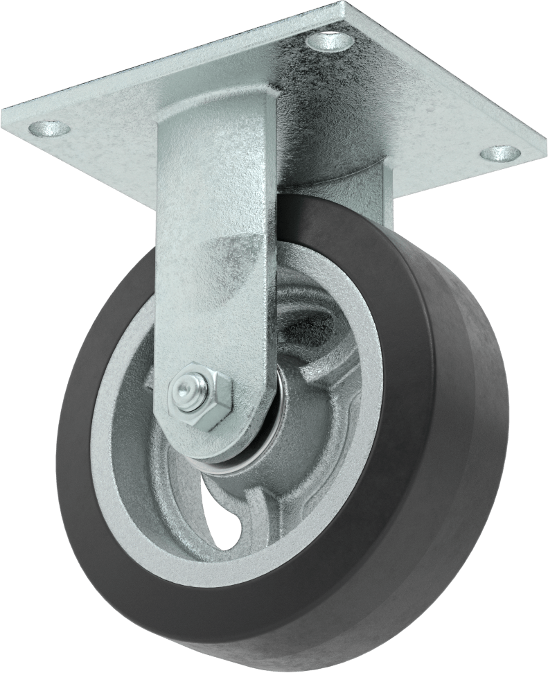 5-1/2“ x 5” Montaj Plakalı Tekerlek, Samson, 6" Çaplı Siyah Kauçuk Tekerlekli Sert