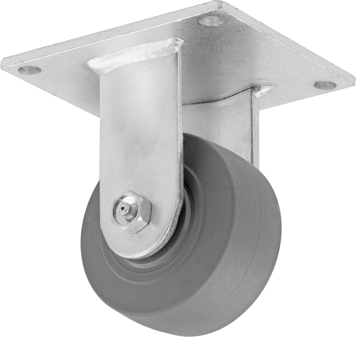 5-1/2“ x 5” Montaj Plakalı Tekerlek, Samson, 4 inç Çapında Gri Kauçuk Tekerlekli Sert