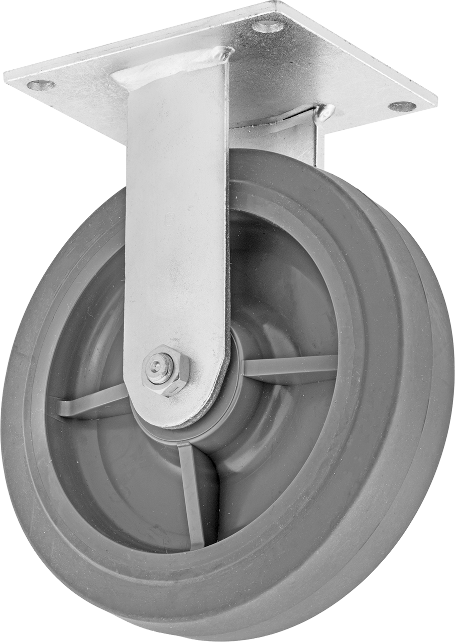 5-1/2“ x 5” Montaj Plakalı Tekerlek, Samson, 8 inç Çapında Gri Kauçuk Tekerlekli Sabit Tip