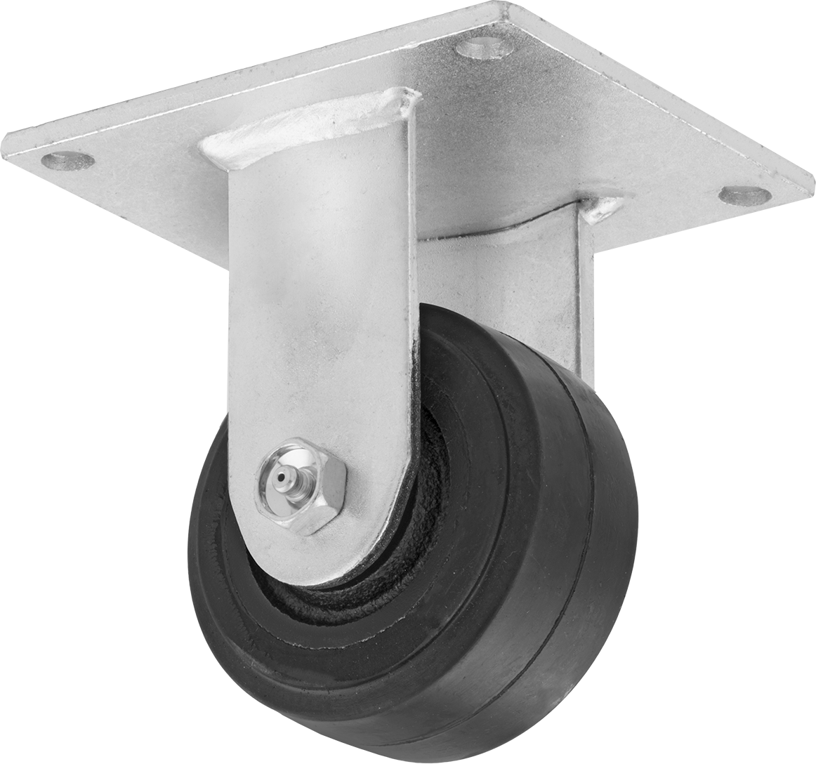 5-1/2“ x 5” Montaj Plakalı Tekerlek, Samson, 4 inç Çapında Siyah Kauçuk Tekerlekli Sert