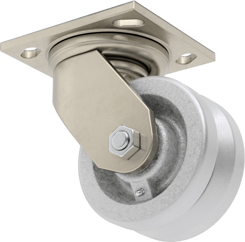 V-Oluklu Tekerlekli Raylı Tekerlek, Yüksek Kapasiteli, 4-1/2“ x 4” Plaka, 4" Çaplı Tekerlekli Döner Tekerlek