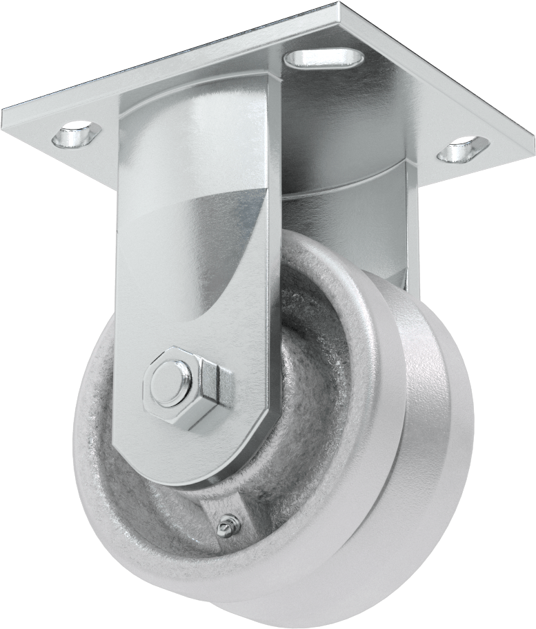 V-Oluklu Tekerlekli Raylı Tekerlek, Yüksek Kapasiteli, 4-1/2“ x 4” Plaka, 4" Çapında Tekerlekli Sert