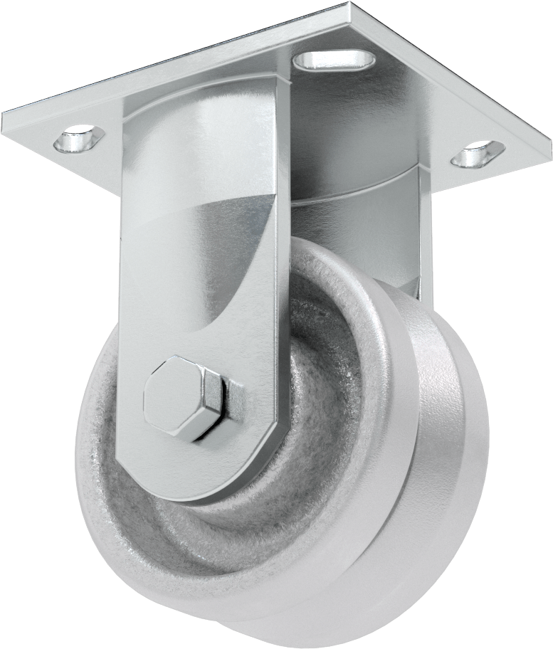 V-Oluklu Tekerlekli Raylı Tekerlek, Yüksek Kapasiteli, 4-1/2“ x 4” Plaka, 4" Çapında Tekerlekli Sert