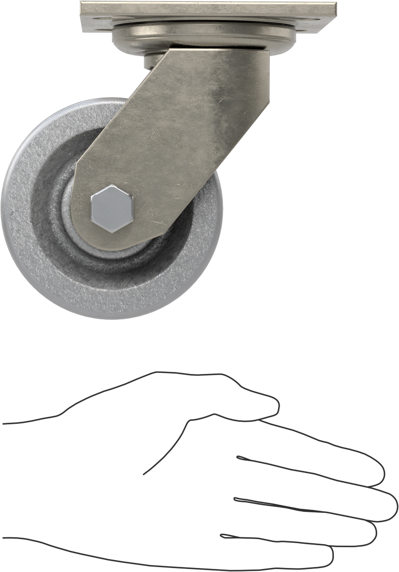 V-Oluklu Tekerlekli Raylı Tekerlek, Yüksek Kapasiteli, 4-1/2“ x 4” Plaka, 4" Çaplı Tekerlekli Döner Tekerlek