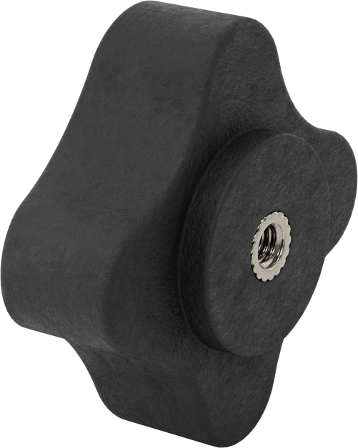 Dört Kollu Rahat Tutuşlu Düğme, 5/16“-18 Diş x 1/2” Derinlikli Delik, 3" Çaplı Başlık