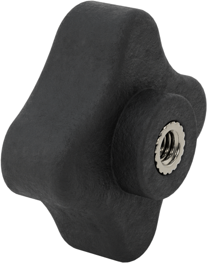 Dört Kollu Rahat Tutuşlu Düğme, 10-32 Diş x 1/2" Derinlikte Delik, 1-3/8" Çap Başlık