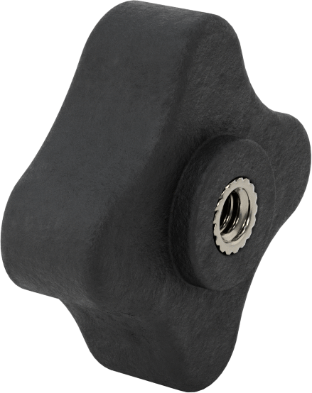 Dört Kollu Rahat Tutuşlu Düğme, 1/4“-20 Diş x 1/2” Derinlikte Delik, 1-3/4" Çaplı Başlık
