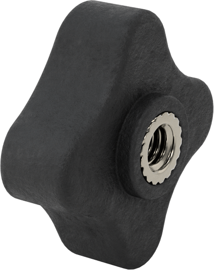 Dört Kollu Rahat Tutuşlu Düğme, 5/16“-18 Diş x 1/2” Derinlikli Delik, 1-3/4" Çaplı Başlık
