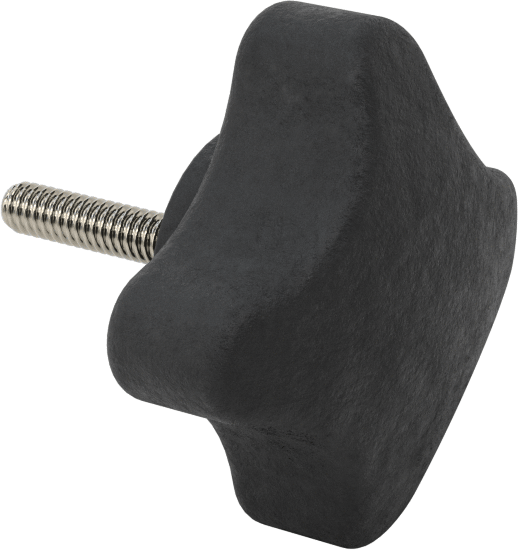 Dört Kollu Rahat Tutuşlu Düğme, 1/4"-20 Dişli Saplama, 2-1/2 inç Çaplı Başlık