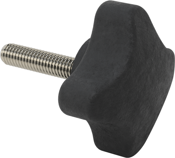 Dört Kollu Rahat Tutuşlu Düğme, 3/8"-16 Dişli Saplama, 2-1/2 inç Çaplı Başlık