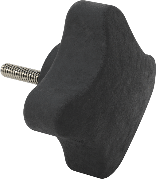 Dört Kollu Rahat Tutuşlu Düğme, 1/4"-20 Dişli Saplama, 3" Çaplı Başlık