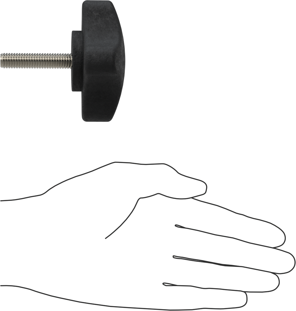Dört Kollu Rahat Tutuşlu Düğme, 3/8"-16 Dişli Saplama, 3" Çaplı Başlık