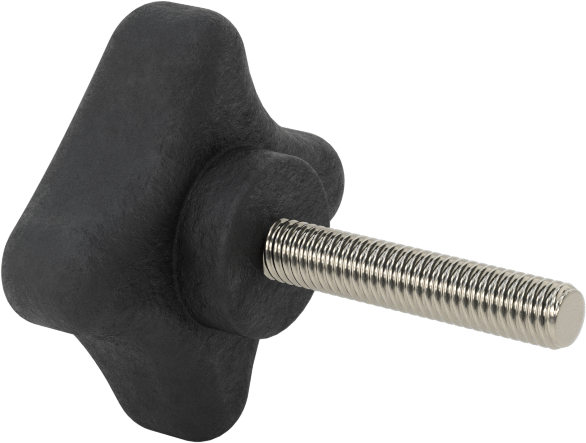 Dört Kollu Rahat Tutuşlu Düğme, 10-32 Dişli Saplama, 1-3/8" Çap Başlık