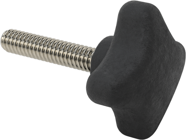 Dört Kollu Rahat Tutuşlu Düğme, 1/4"-20 Dişli Saplama, 1-3/8" Çap Başlık
