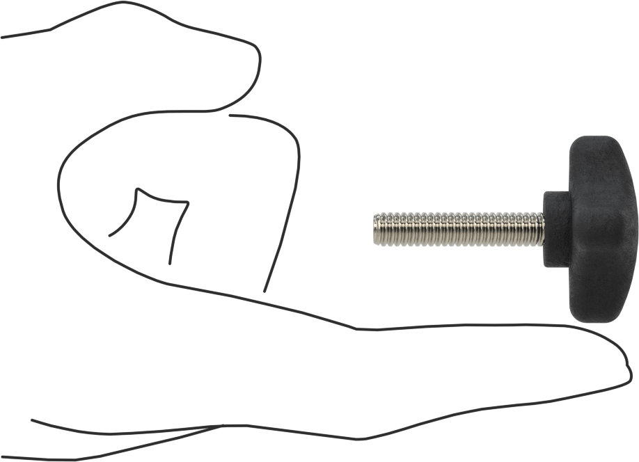 Dört Kollu Rahat Tutuşlu Düğme, 1/4"-20 Dişli Saplama, 1-3/8" Çap Başlık
