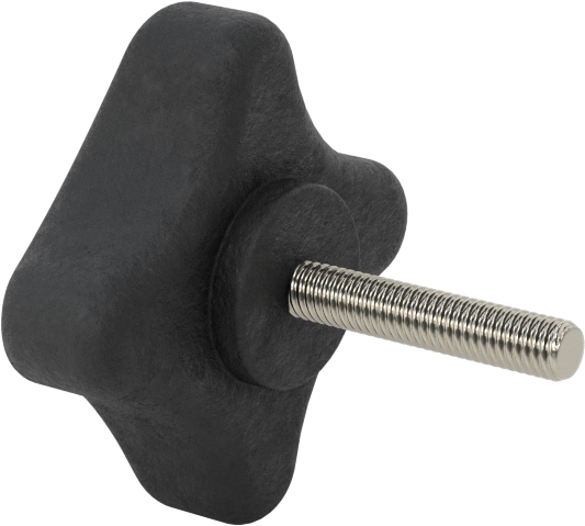 Dört Kollu Rahat Tutuşlu Düğme, 10-32 Dişli Saplama, 1-3/4" Çaplı Başlık