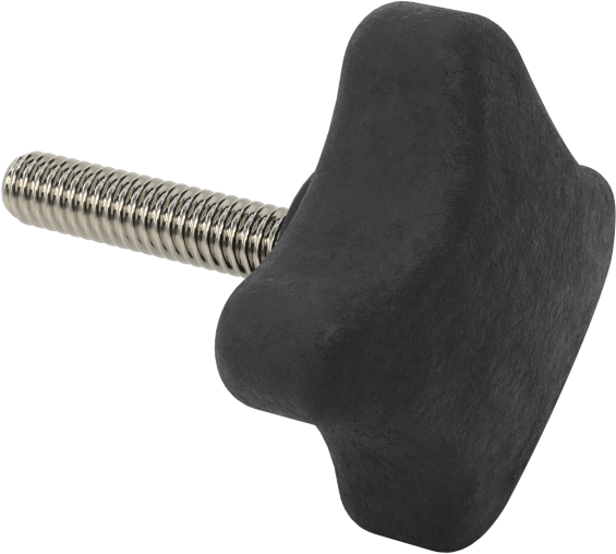 Dört Kollu Rahat Tutuşlu Düğme, 1/4"-20 Dişli Saplama, 1-3/4" Çaplı Başlık
