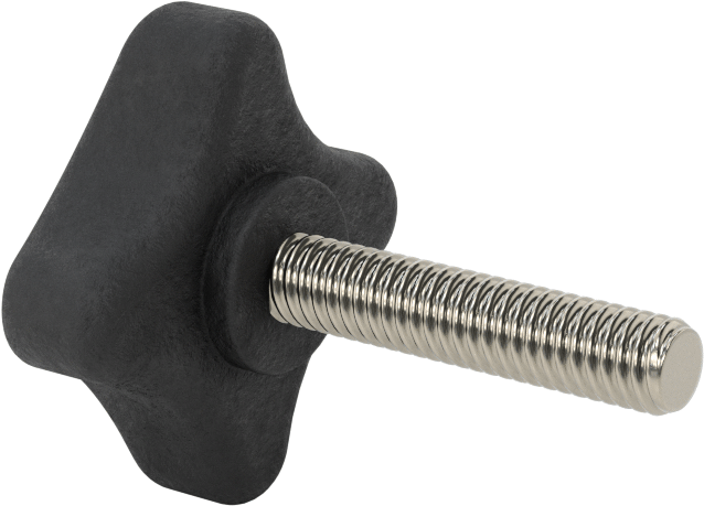 Dört Kollu Rahat Tutuşlu Düğme, 5/16"-18 Dişli Saplama, 1-3/4" Çaplı Başlık