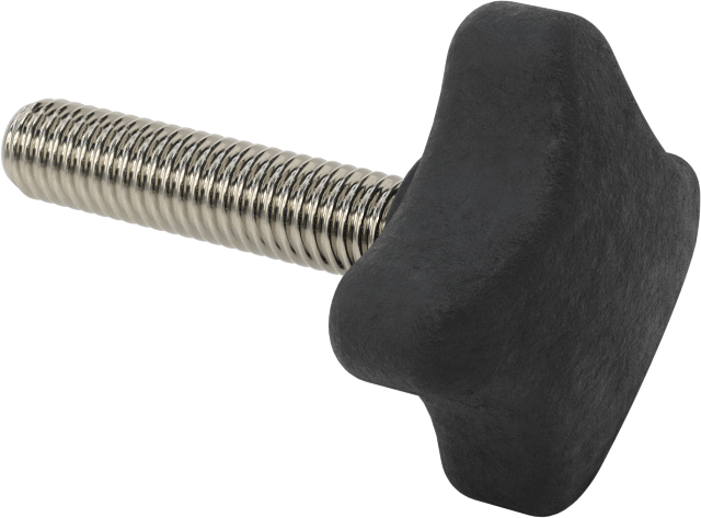 Dört Kollu Rahat Tutuşlu Düğme, 3/8"-16 Dişli Saplama, 1-3/4" Çaplı Başlık