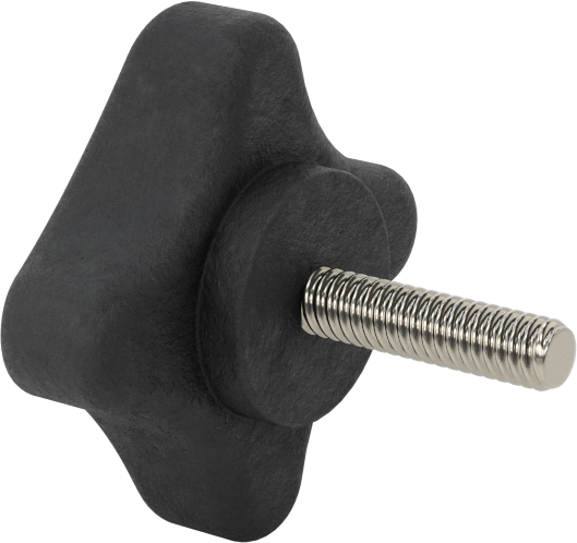 Dört Kollu Rahat Tutuşlu Düğme, 1/4"-20 Dişli Saplama, 2 inç Çapında Başlık
