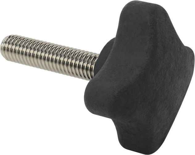 Dört Kollu Rahat Tutuşlu Düğme, 3/8"-16 Dişli Saplama, 2 inç Çapında Başlık