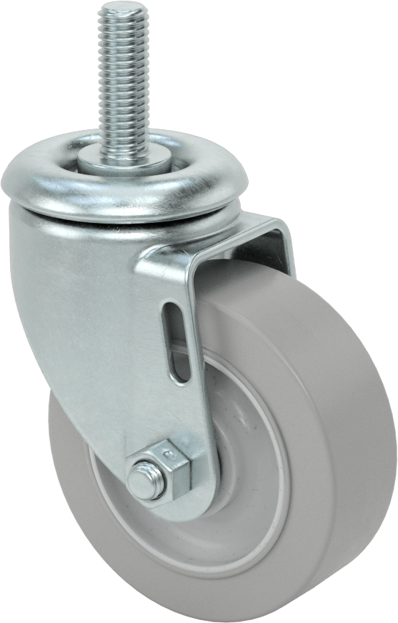 Dişli Saplı Döner Tekerlek, 1/2"-13 Diş, 3-1/2" Çap 65A Lastik Tekerlek