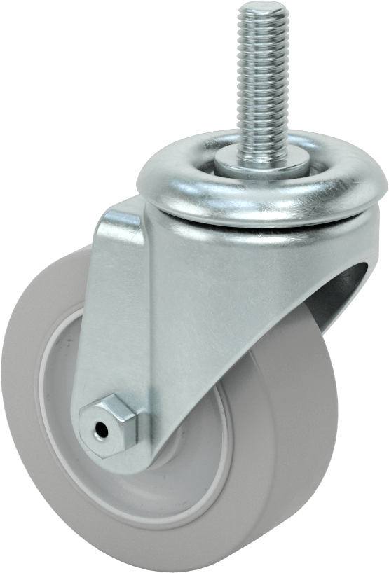 Dişli Saplı Döner Tekerlek, 1/2"-13 Diş, 3-1/2" Çap 65A Lastik Tekerlek