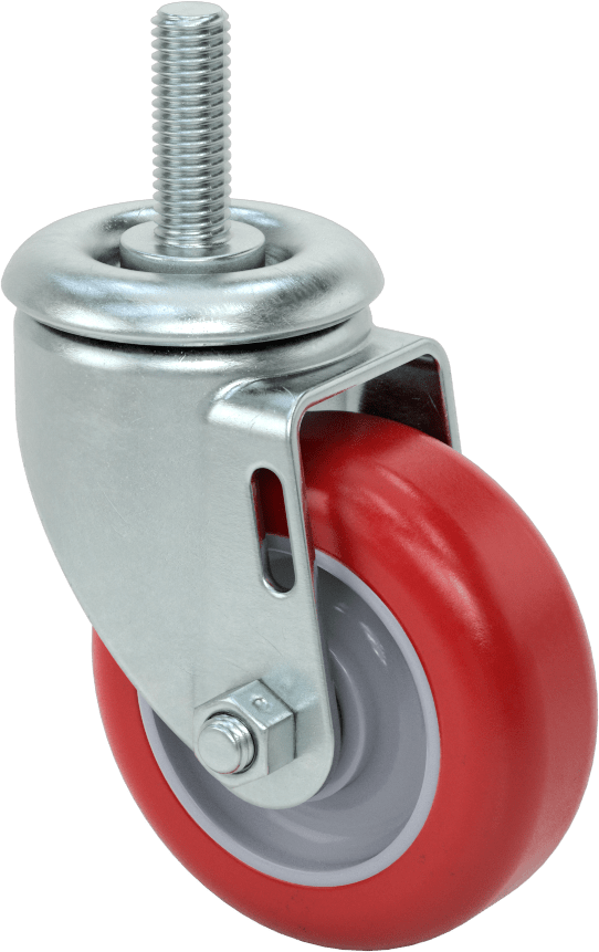 Dişli Saplı Döner Tekerlek, 1/2"-13 Diş, 3-1/2" Çaplı Poliüretan Tekerlek