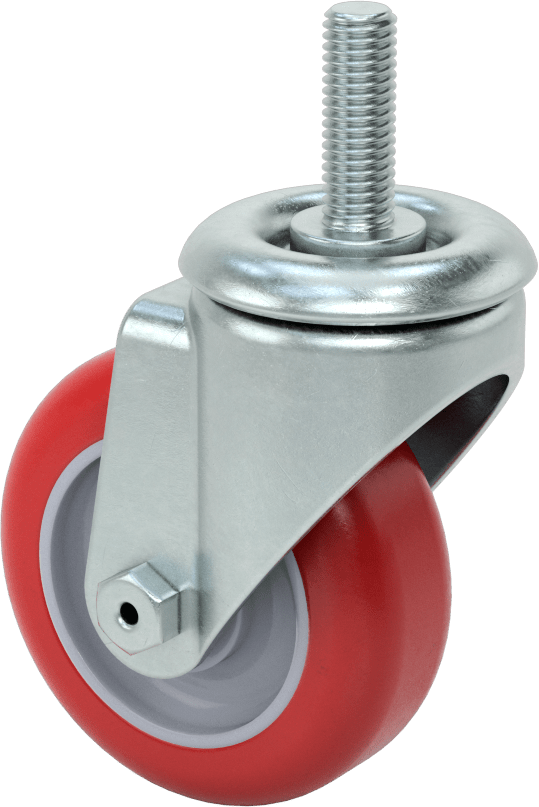 Dişli Saplı Döner Tekerlek, 1/2"-13 Diş, 3-1/2" Çaplı Poliüretan Tekerlek